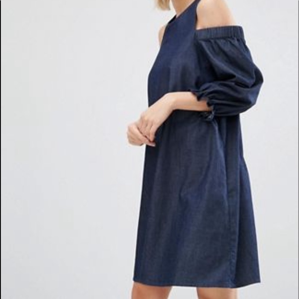 ASOS denim cold shoulder dress